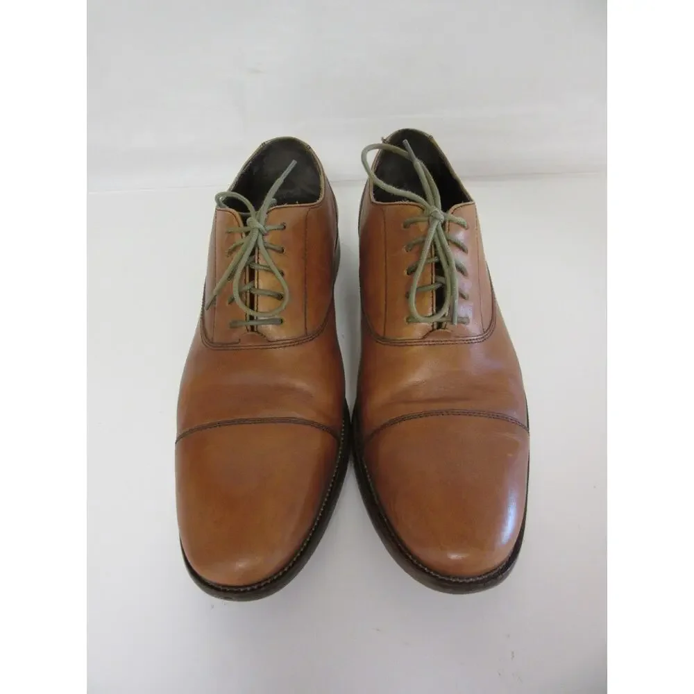COLE HAAN Williams British Tan Leather 10 1/2M Cap Toe Lace Up Oxford Shoes